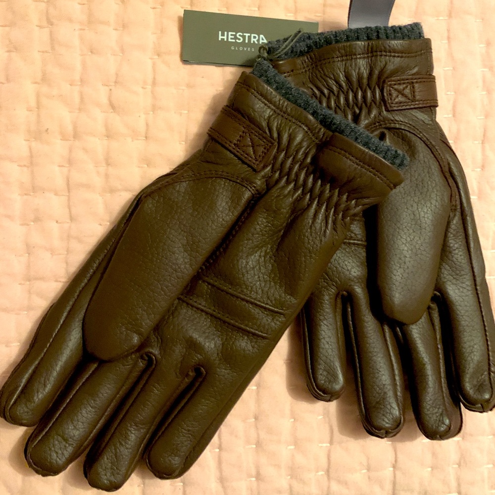 Men’s Hestra Sport Classic Deer Leather Gloves New Brown (9)